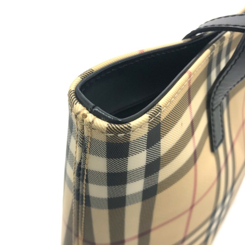 BURBERRY Check Tote Bag in PVC/Leather, Women's, Beige - Picture 9 of 14